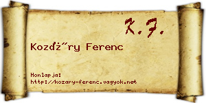 Kozáry Ferenc névjegykártya