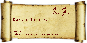 Kozáry Ferenc névjegykártya